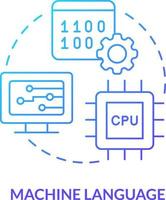 Machine language blue gradient concept icon. Object code for CPU. Type of computer language abstract idea thin line illustration. Isolated outline drawing vector