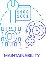 Maintainability blue gradient concept icon. Update and modify apps. Programing language choice standard abstract idea thin line illustration. Isolated outline drawing vector