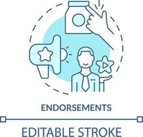 Endorsements turquoise concept icon. Advertisement campaign technique abstract idea thin line illustration. Isolated outline drawing. Editable stroke vector
