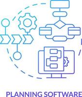 Planning software blue gradient concept icon. Use models for new project. Programming skill abstract idea thin line illustration. Isolated outline drawing vector