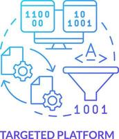 Targeted platform blue gradient concept icon. Run program. Programing language choice criterion abstract idea thin line illustration. Isolated outline drawing vector