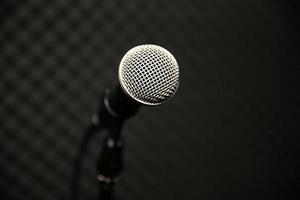 Microphone in music studio  for musician practice or record the music photo