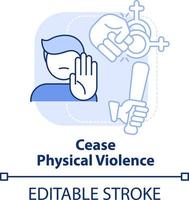 Cease physical violence light blue concept icon. Stop abuse. Dealing with lgbt issue abstract idea thin line illustration. Isolated outline drawing. Editable stroke vector