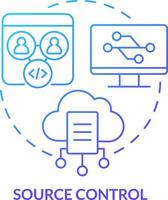 Source control blue gradient concept icon. Tracking code changes. Data management. Programming skill abstract idea thin line illustration. Isolated outline drawing vector