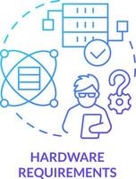 Hardware requirements blue gradient concept icon. Building program. Programing language choice criterion abstract idea thin line illustration. Isolated outline drawing vector