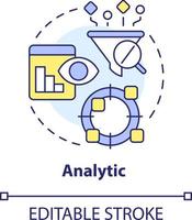 Analytic concept icon. Previous data study. Profitability model for forecasting abstract idea thin line illustration. Isolated outline drawing. Editable stroke vector