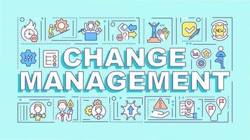 Change management word concepts turquoise banner. Embrace innovation. Infographics with editable icons on color background. Isolated typography. Vector illustration with text