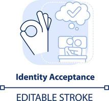 Identity acceptance light blue concept icon. Sexual orientation. Stage of coming out abstract idea thin line illustration. Isolated outline drawing. Editable stroke vector