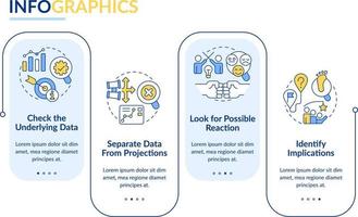 Trend evaluation rectangle infographic template. Management. Data visualization with 4 steps. Editable timeline info chart. Workflow layout with line icons vector