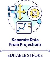 Separate data from projections concept icon. Real information. Trend evaluation abstract idea thin line illustration. Isolated outline drawing. Editable stroke vector