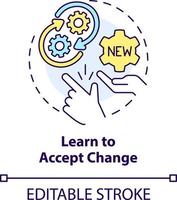 Learn to accept change concept icon. Adaptation skills. Way to identify trends abstract idea thin line illustration. Isolated outline drawing. Editable stroke vector
