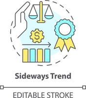 Sideways trend concept icon. Static market value. Type of financial tendency abstract idea thin line illustration. Isolated outline drawing. Editable stroke vector