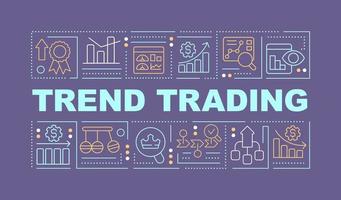 Trend trading word concepts purple banner. Stock market. Infographics with editable icons on color background. Isolated typography. Vector illustration with text