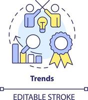 Trends concept icon. Tendencies analytics. Profitability model for forecasting abstract idea thin line illustration. Isolated outline drawing. Editable stroke vector