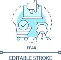 Fear turquoise concept icon. Emotional trigger in marketing abstract idea thin line illustration. Message about threat. Isolated outline drawing. Editable stroke vector