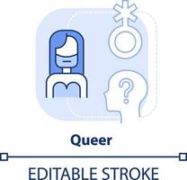 Queer light blue concept icon. Questioning. Specific sexual identity. LGBT member abstract idea thin line illustration. Isolated outline drawing. Editable stroke vector