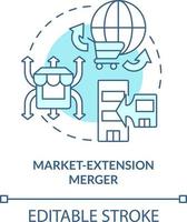 Market extension merger turquoise concept icon. Same products, different markets. Abstract idea thin line illustration. Isolated outline drawing. Editable stroke vector