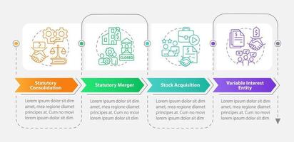 negocio consolidación estrategias rectángulo infografía modelo. datos visualización con 4 4 pasos. editable cronograma informacion cuadro. flujo de trabajo diseño con línea íconos vector