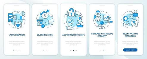 motivos para fusiones azul inducción móvil aplicación pantalla. consolidación recorrido 5 5 pasos editable gráfico instrucciones con lineal conceptos. ui, ux, gui modelo vector