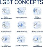 LGBT light blue concept icons set. Culture and movement. LGBTQ community idea thin line color illustrations. Isolated symbols. Editable stroke vector