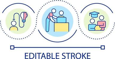Teaching loop concept icon. Share learned information with others. Learning principle abstract idea thin line illustration. Isolated outline drawing. Editable stroke vector