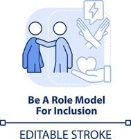 Be role model for inclusion light blue concept icon. Show example. Support LGBT youth abstract idea thin line illustration. Isolated outline drawing. Editable stroke vector