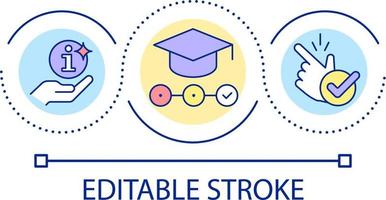 Enhancing current knowledge loop concept icon. Learning principle. Information acquisition abstract idea thin line illustration. Isolated outline drawing. Editable stroke vector