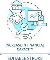 Increase in financial capacity turquoise concept icon. Finance and money abstract idea thin line illustration. Isolated outline drawing. Editable stroke vector