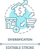 Diversification turquoise concept icon. Offering new products. Motive for merger abstract idea thin line illustration. Isolated outline drawing. Editable stroke vector