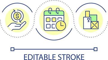 Purchase order processes loop concept icon. Payment terms in procurement cycle abstract idea thin line illustration. Acquiring goods. Isolated outline drawing. Editable stroke vector