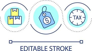 Sales tax loop concept icon. Purchase price allocation abstract idea thin line illustration. Taxable retail sales. Selling goods. Isolated outline drawing. Editable stroke vector