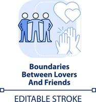 Boundaries between lovers and friends light blue concept icon. LGBT couples issues abstract idea thin line illustration. Isolated outline drawing. Editable stroke vector