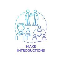 Make introductions blue gradient concept icon. Communication. Common business event etiquette rule abstract idea thin line illustration. Isolated outline drawing vector