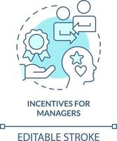 Incentives for managers turquoise concept icon. Personal career goals. Merger abstract idea thin line illustration. Isolated outline drawing. Editable stroke vector