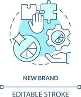 New brand turquoise concept icon. Create and build company. Brand consolidation abstract idea thin line illustration. Isolated outline drawing. Editable stroke vector