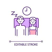 Going to bed with partner RGB color icon. Married couple. Sleeping together with spouse. Form of intimacy. Isolated vector illustration. Simple filled line drawing. Editable stroke