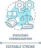 Statutory consolidation turquoise concept icon. Business consolidation strategy abstract idea thin line illustration. Isolated outline drawing. Editable stroke vector