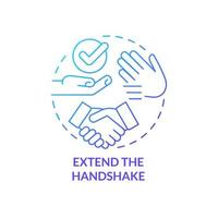 Extend handshake blue gradient concept icon. Keep hands clean. Common business event etiquette rule abstract idea thin line illustration. Isolated outline drawing vector