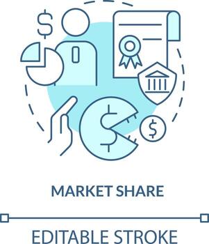 Market share turquoise concept icon. Decreasing competition. Merger objective abstract idea thin line illustration. Isolated outline drawing. Editable stroke vector