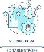 Stronger horse turquoise concept icon. Better reputation. Brand consolidation abstract idea thin line illustration. Isolated outline drawing. Editable stroke vector