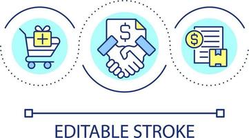 Purchasing contract loop concept icon. Incentives in procurement abstract idea thin line illustration. Financial agreement. Acquisition. Isolated outline drawing. Editable stroke vector