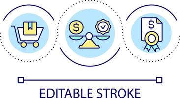 Difference between price and quality loop concept icon. Effective procurement decisions abstract idea thin line illustration. Management. Isolated outline drawing. Editable stroke vector