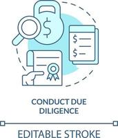 Conduct due diligence turquoise concept icon. Documents research. Stage of merger abstract idea thin line illustration. Isolated outline drawing. Editable stroke vector