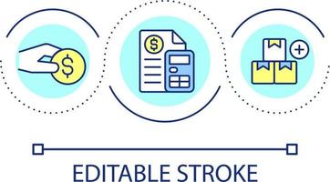 Inventory accounting loop concept icon. Calculating gross profit abstract idea thin line illustration. Cost of goods. Pricing strategy. Isolated outline drawing. Editable stroke vector