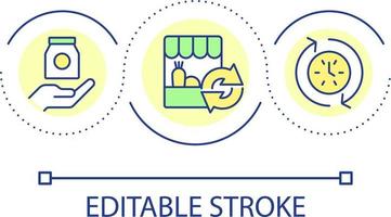 Regular food procurement loop concept icon. Product purchase contract abstract idea thin line illustration. Retail store management. Isolated outline drawing. Editable stroke vector