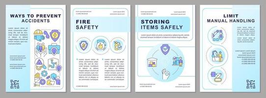 Ways to avoid accidents brochure template. Healthy workspace. Leaflet design with linear icons. Editable 4 vector layouts for presentation, annual reports