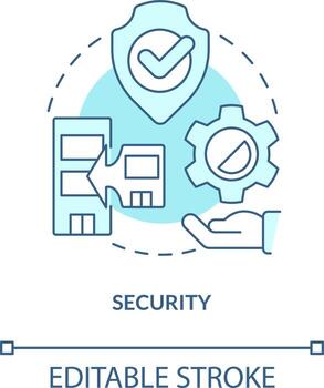 Security turquoise concept icon. Bankruptcy protection. Merger objective abstract idea thin line illustration. Isolated outline drawing. Editable stroke vector