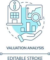 Valuation analysis turquoise concept icon. Company research. Stage of merger abstract idea thin line illustration. Isolated outline drawing. Editable stroke vector
