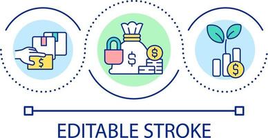 Investment and funding loop concept icon. Strategic hedges. Financial growth and development abstract idea thin line illustration. Isolated outline drawing. Editable stroke vector