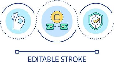 Use different crypto wallets loop concept icon. Protect cryptocurrency earnings. Safe trading abstract idea thin line illustration. Isolated outline drawing. Editable stroke vector